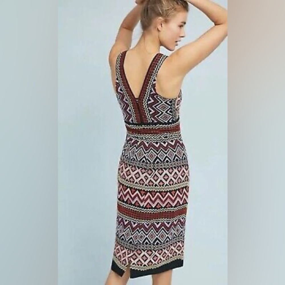 Akemi & Kin Embroidered V Neck Midi Dress |‎ Anthropologie | size 4 - Picture 5 of 16